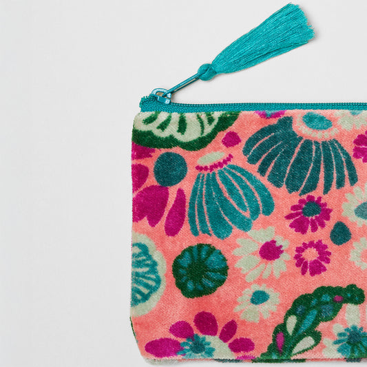 Small Velvet Pouch - Molly Coral