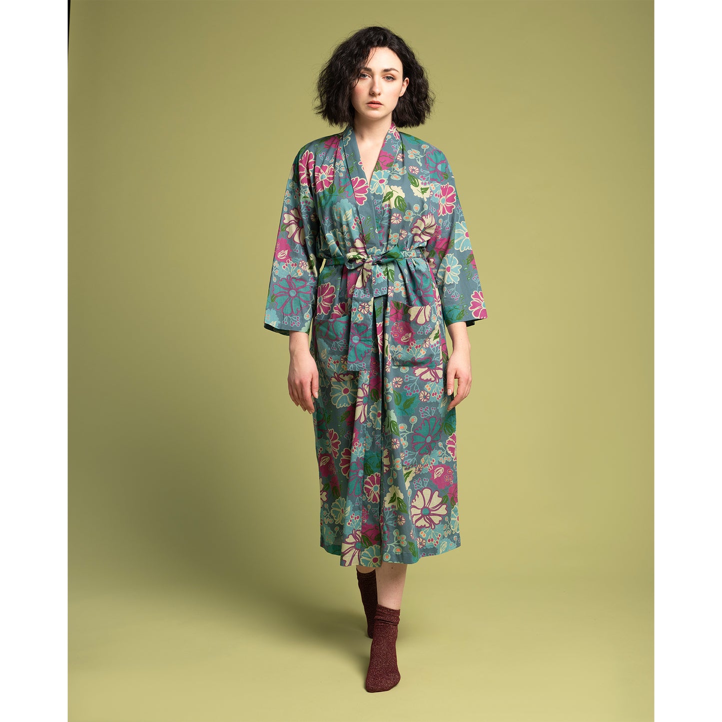 Cotton Gown - Teal Cosmos