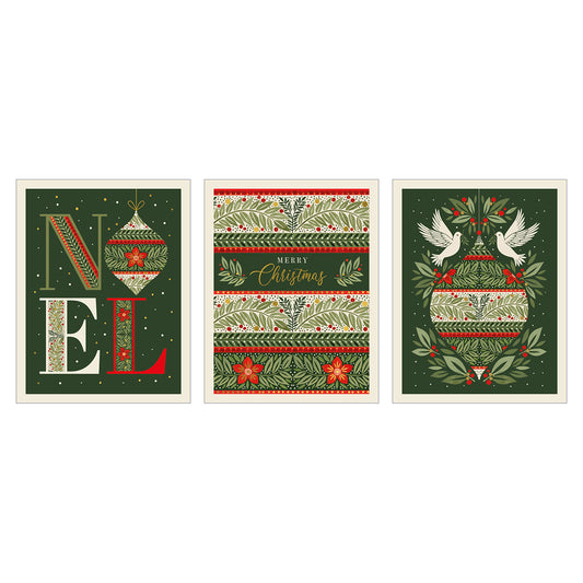 Greensleeves Christmas Card Trio - Pack of 12