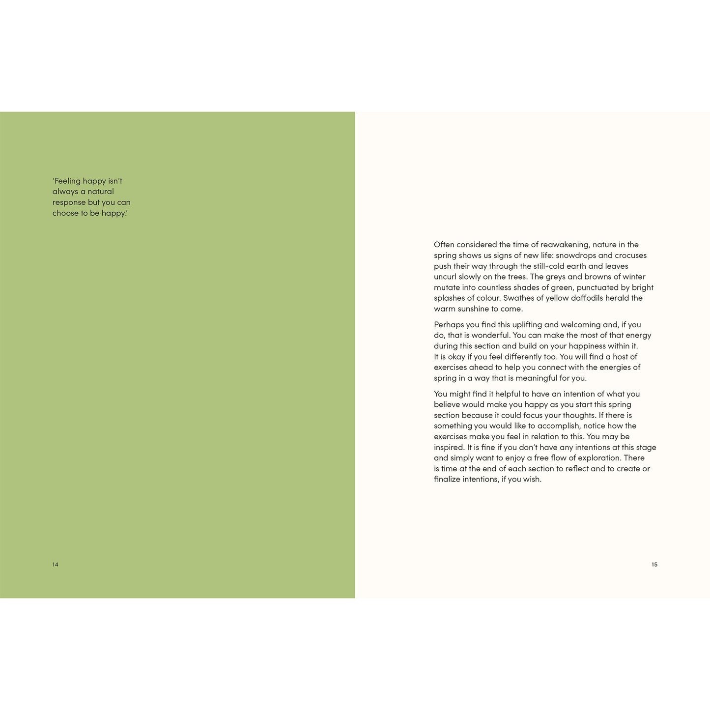Two pages from a book with text on a green background