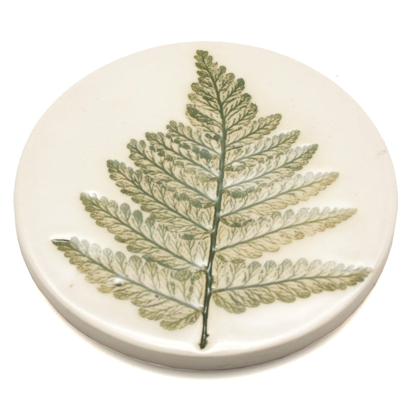 Pressed Leaf Coaster Green