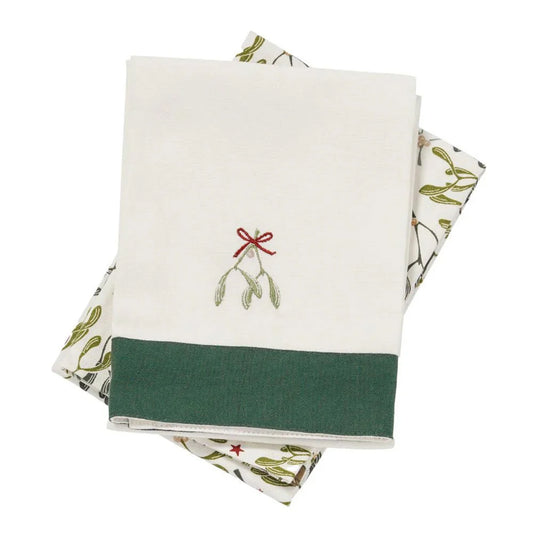 Robin & Mistletoe Set of Two Tea Towels