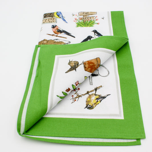 Cotton Tea Towel - Garden Birds