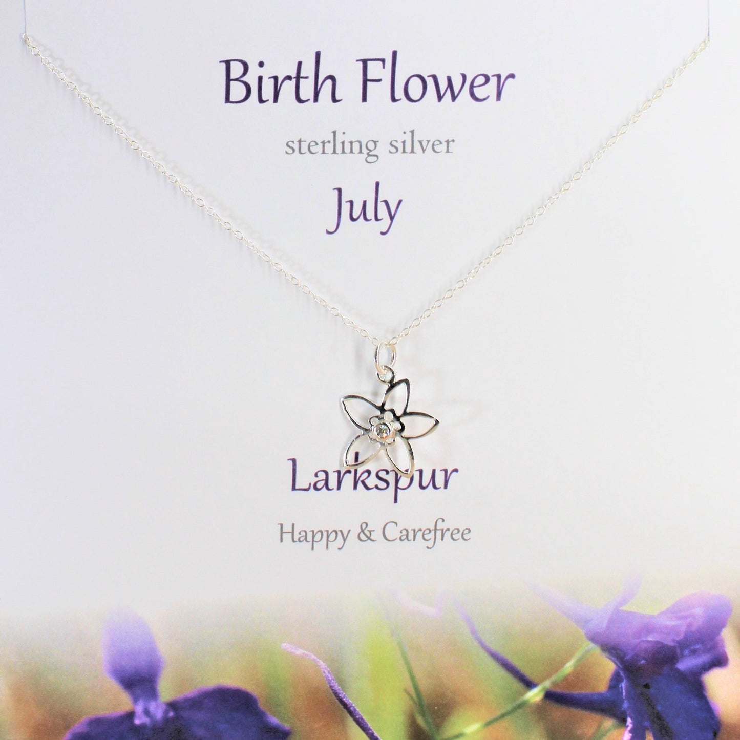 Birth Flower Pendant July - Larkspur