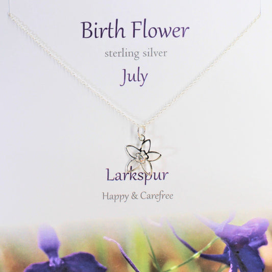 Birth Flower Pendant July - Larkspur