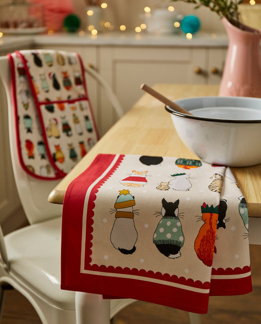Christmas Cats Tea Towel