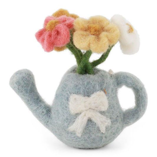 Blue Watering Can with Flowers