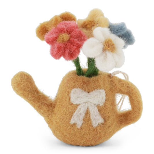 Yellow Watering Can with Flowers