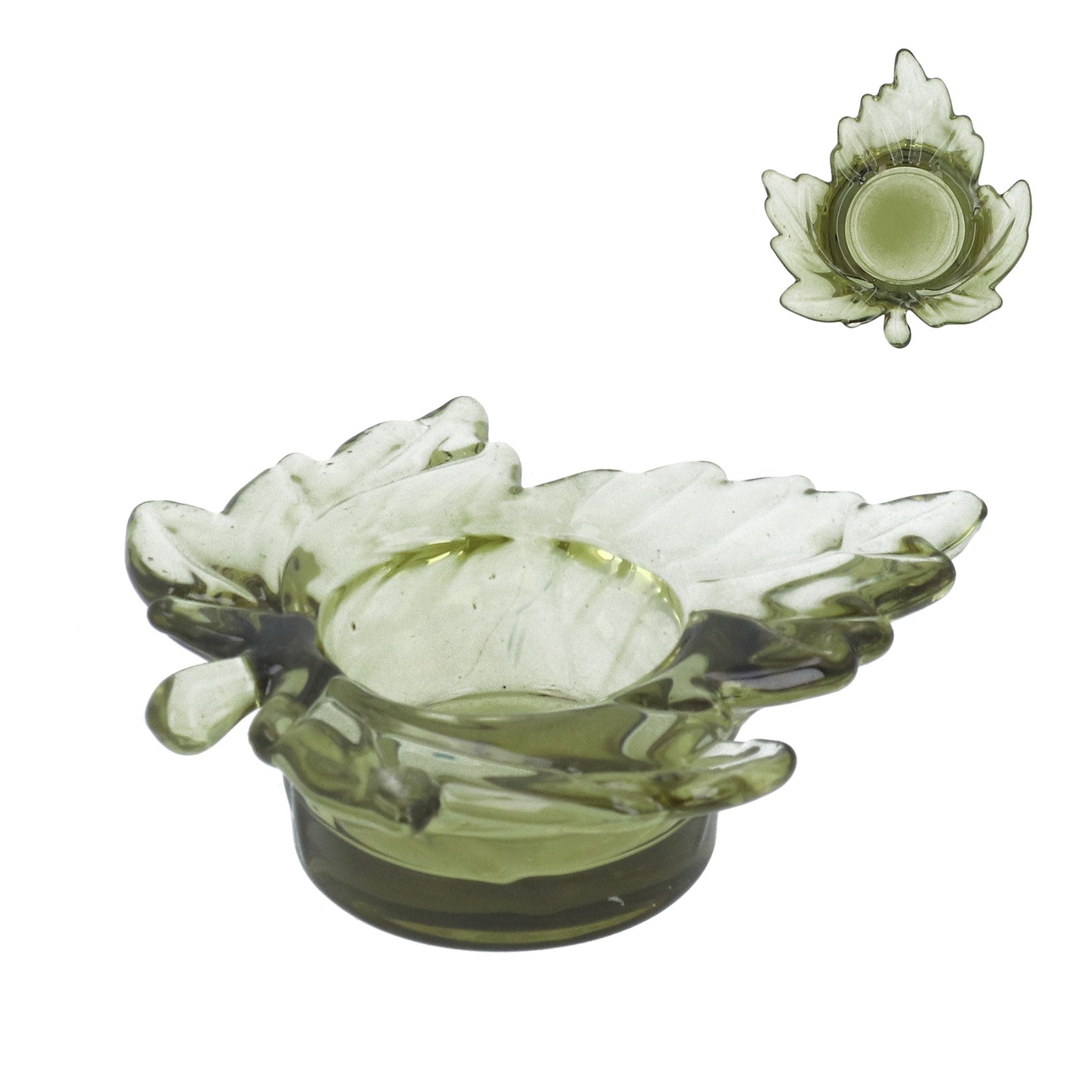 Maple Leaf Tealight Holder - Green