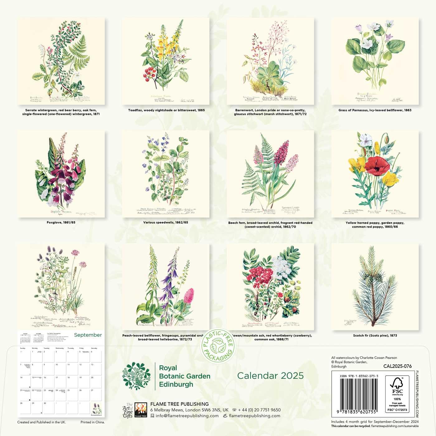 Royal Botanic Garden Edinburgh 2025 Wall Calendar