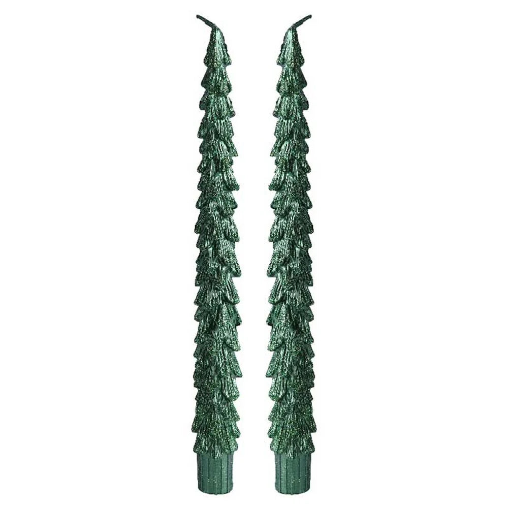 Green Tree Dinner Candles - 2 pack