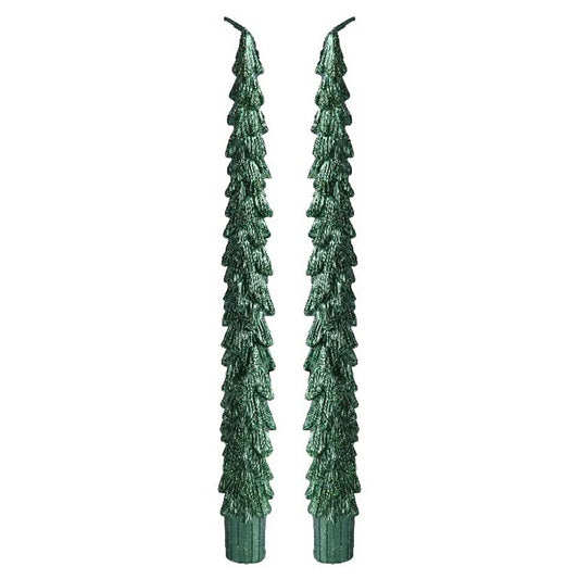 Green Tree Dinner Candles - 2 pack