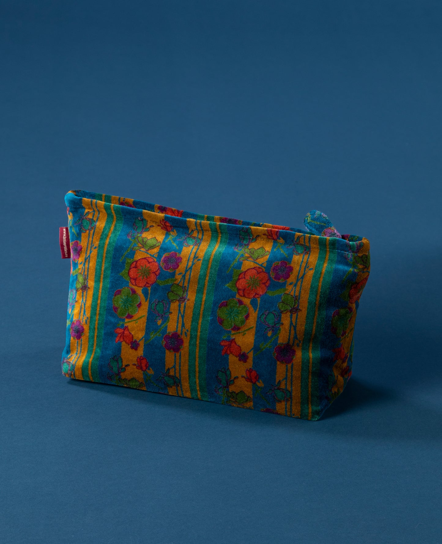 Velvet Washbag -  Blue & Gold Stripe