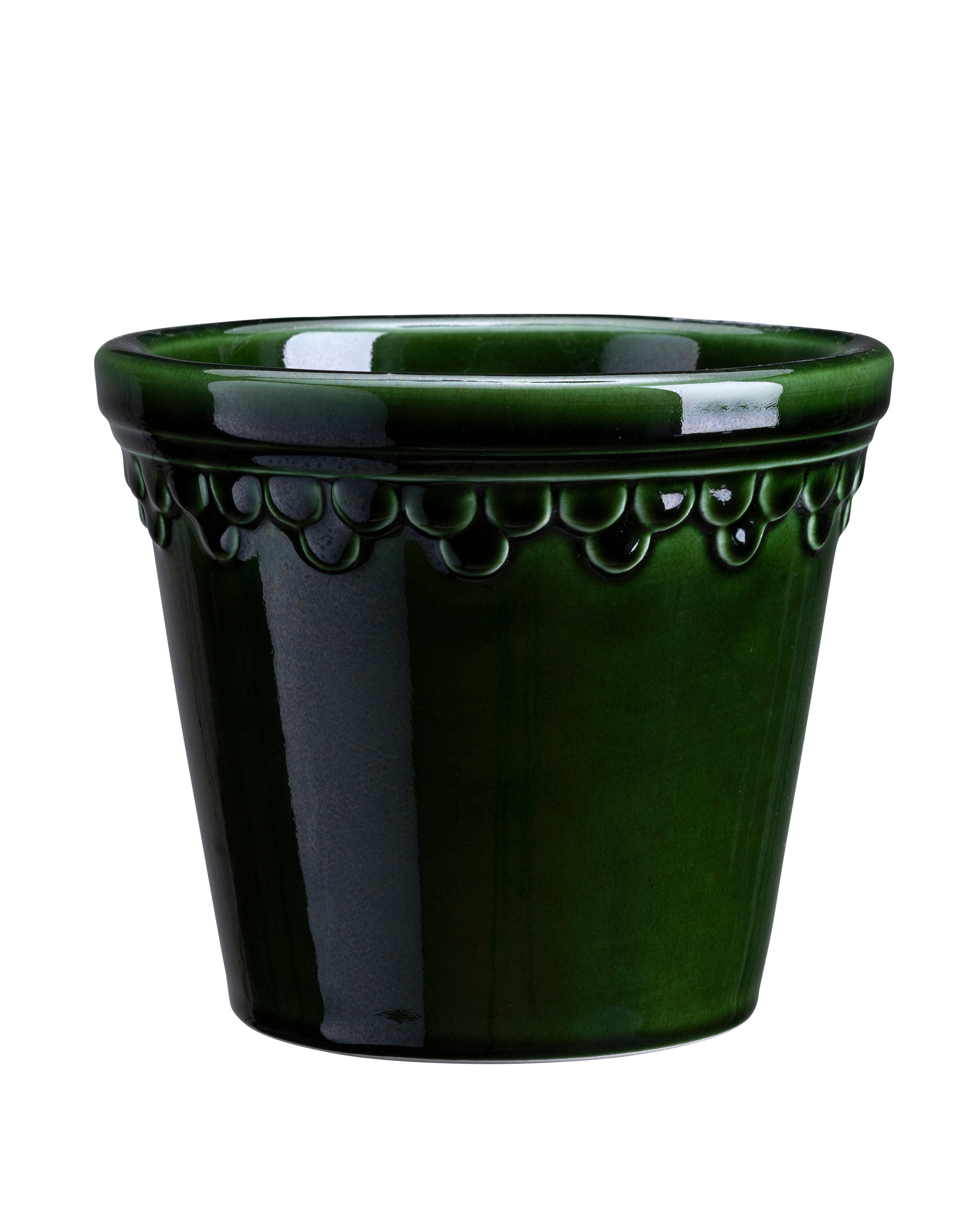 Bergs Potter - Copenhagen Glazed Terracotta Pot and Saucer 12cm