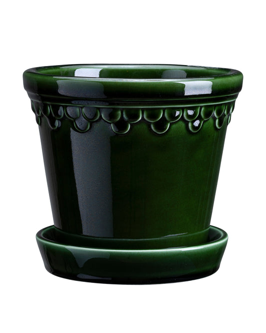 Bergs Potter - Copenhagen Glazed Terracotta Pot and Saucer 12cm