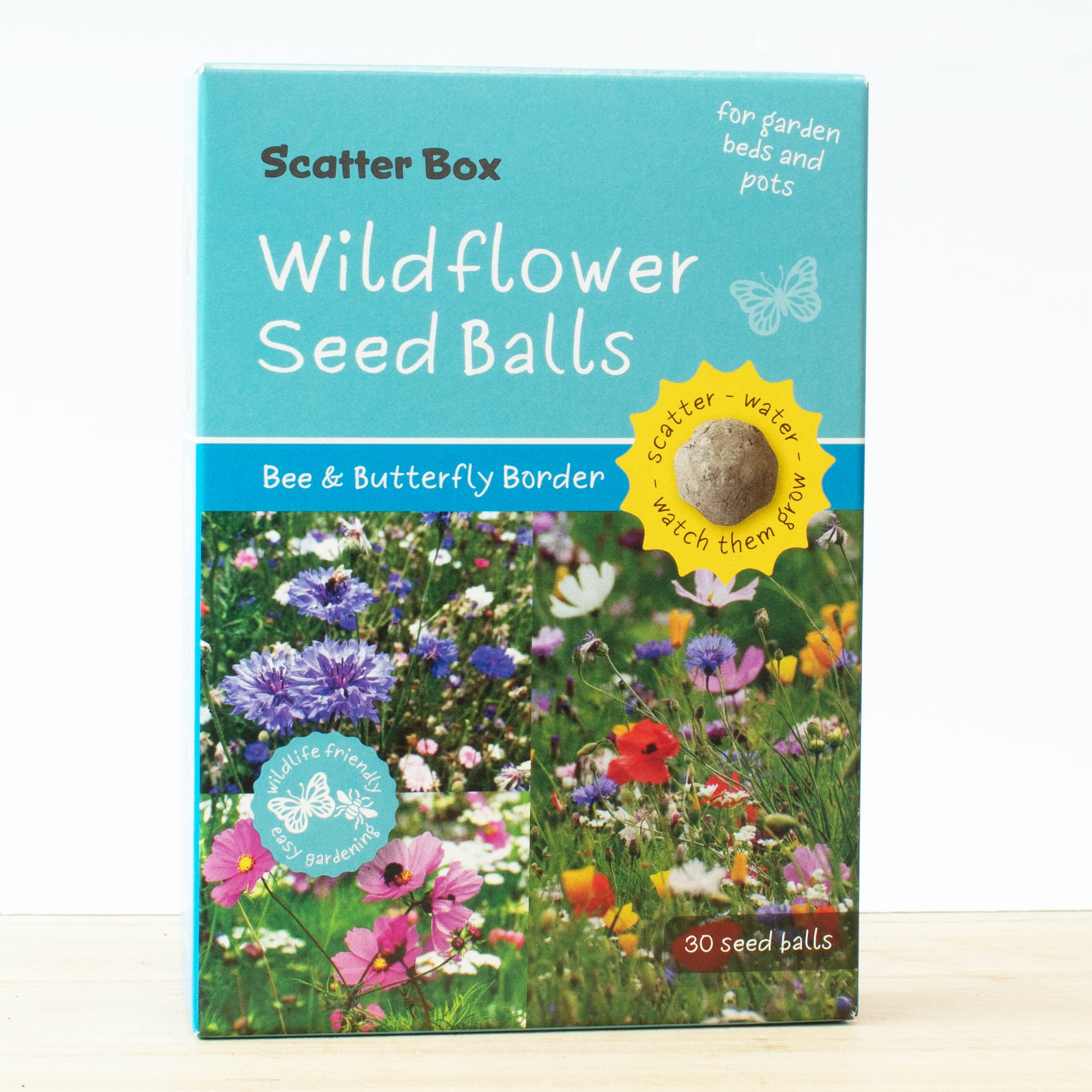 Scatter Box Wildflower Seed Balls - Bee &amp; Butterfly Border