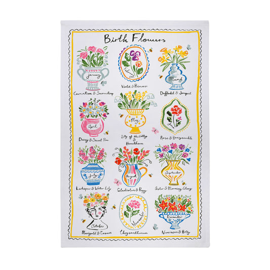 Cotton Tea Towel - Birth Flowers