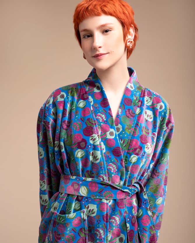 Short Velvet Robe -  Blue