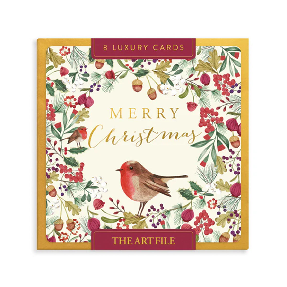 Botanical Robin Luxury Christmas Cards - Pack of 8