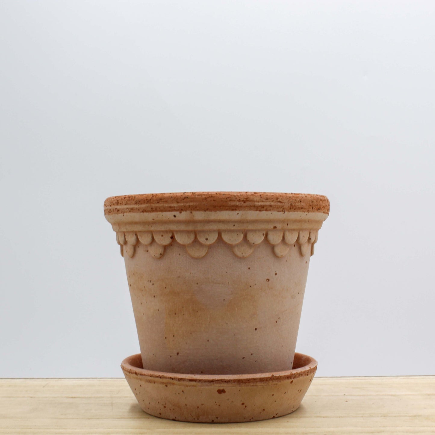 Copenhagen Terracotta Pot and Saucer - Raw Rosa 14cm