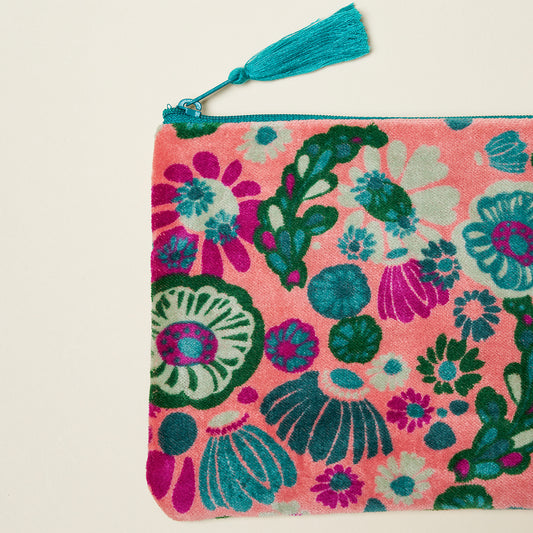 Medium Velvet Pouch -  Molly Coral
