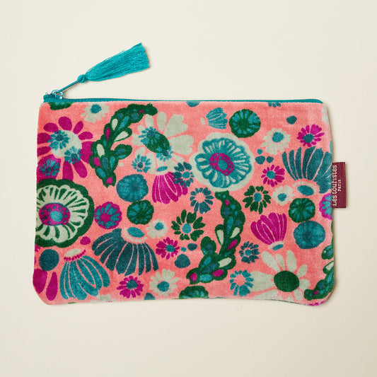 Medium Velvet Pouch -  Molly Coral