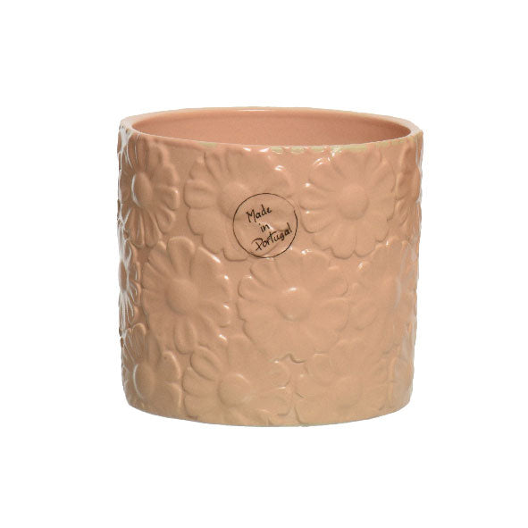 Embossed Flower Planter - Peach