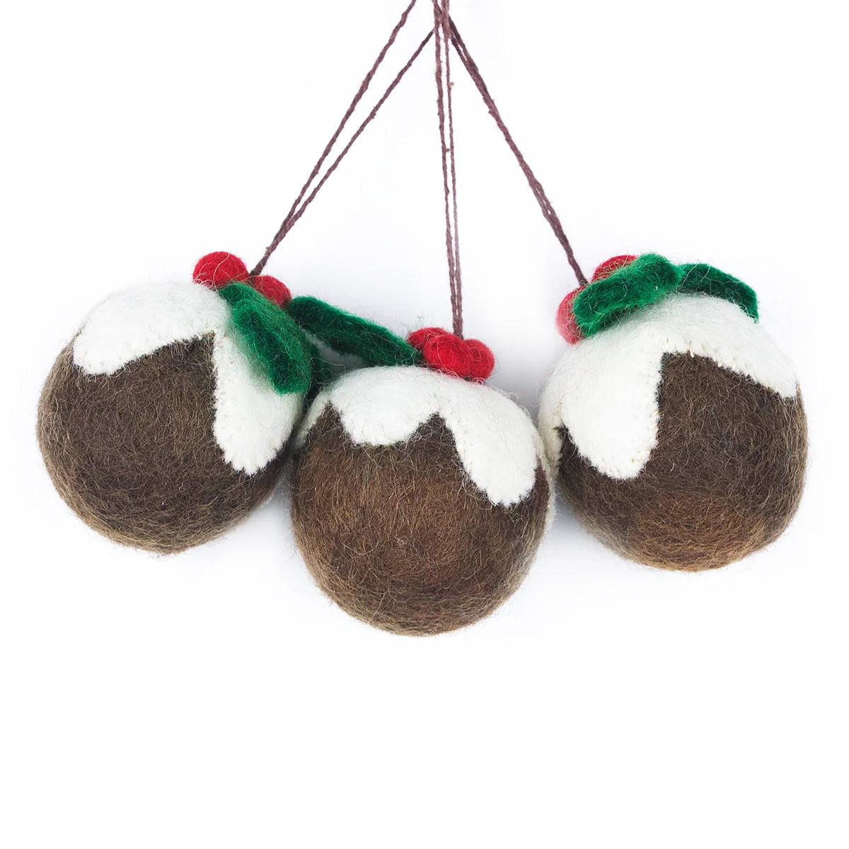 Christmas Pudding Set of 3 Hanging Decoration