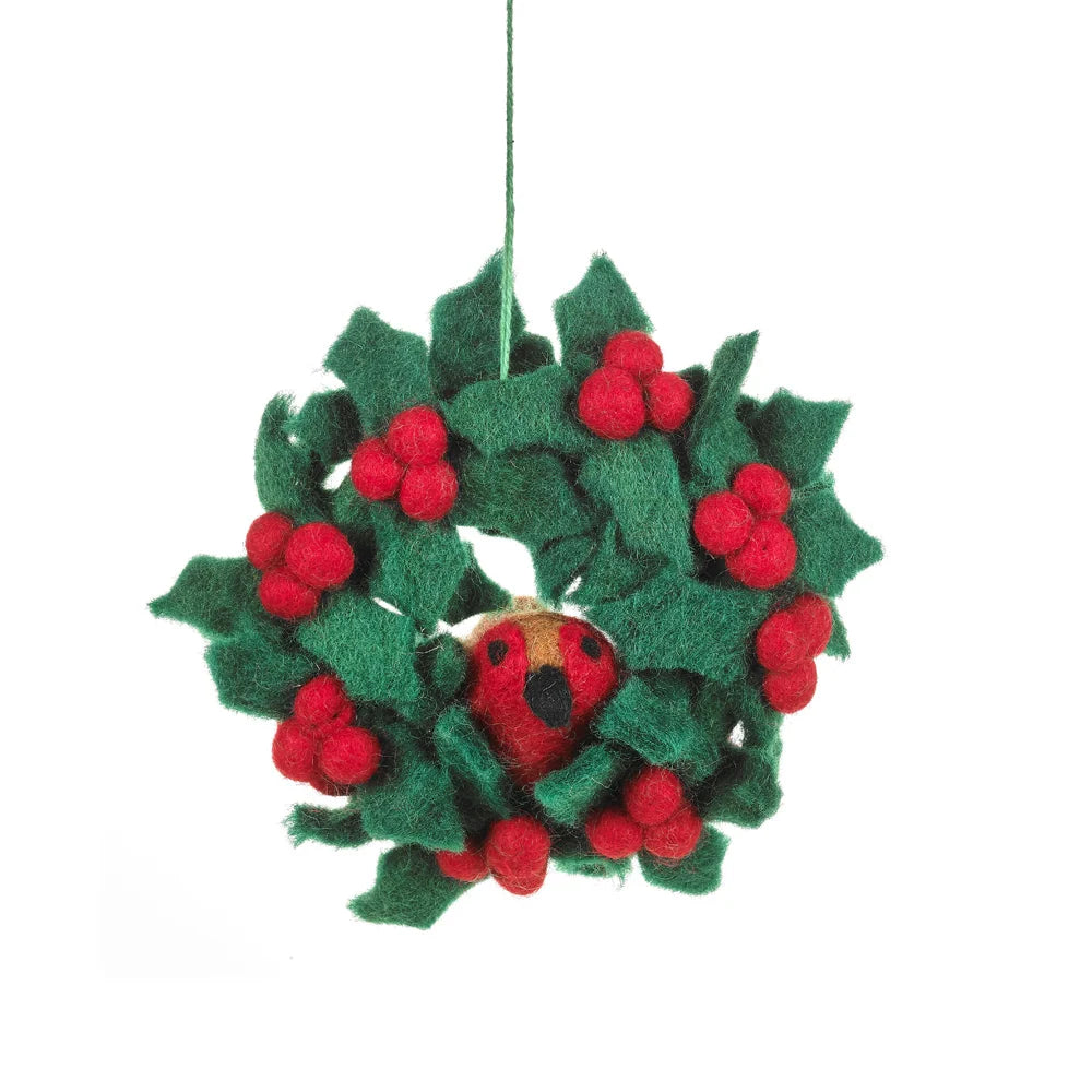Mini Holly with Robin Wreath