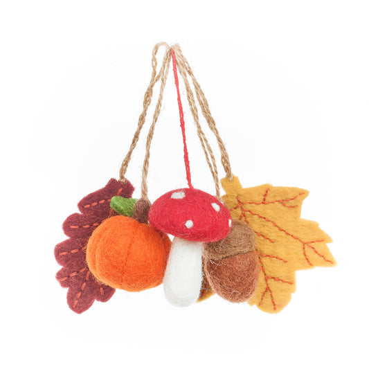 Felt Woodland Walks Hanging Decoration - Set of 5
