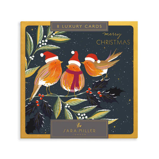 Three Robins Luxury Christmas Cards - Pack of 8