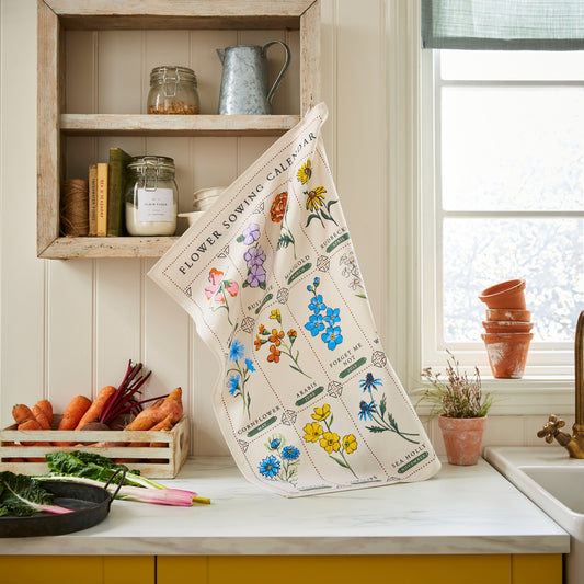 Cotton Tea Towel - Flower Calendar