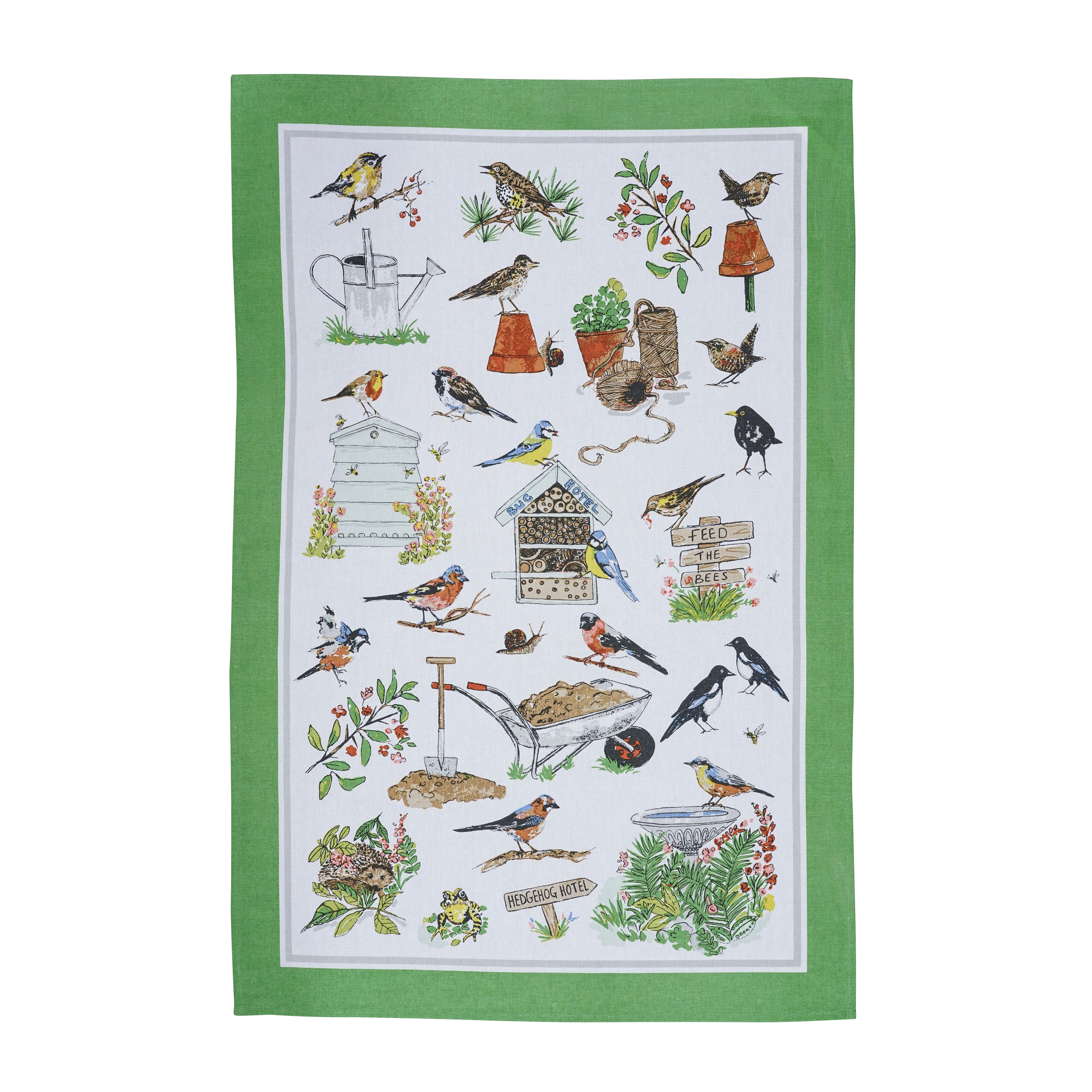 Cotton Tea Towel - Garden Birds