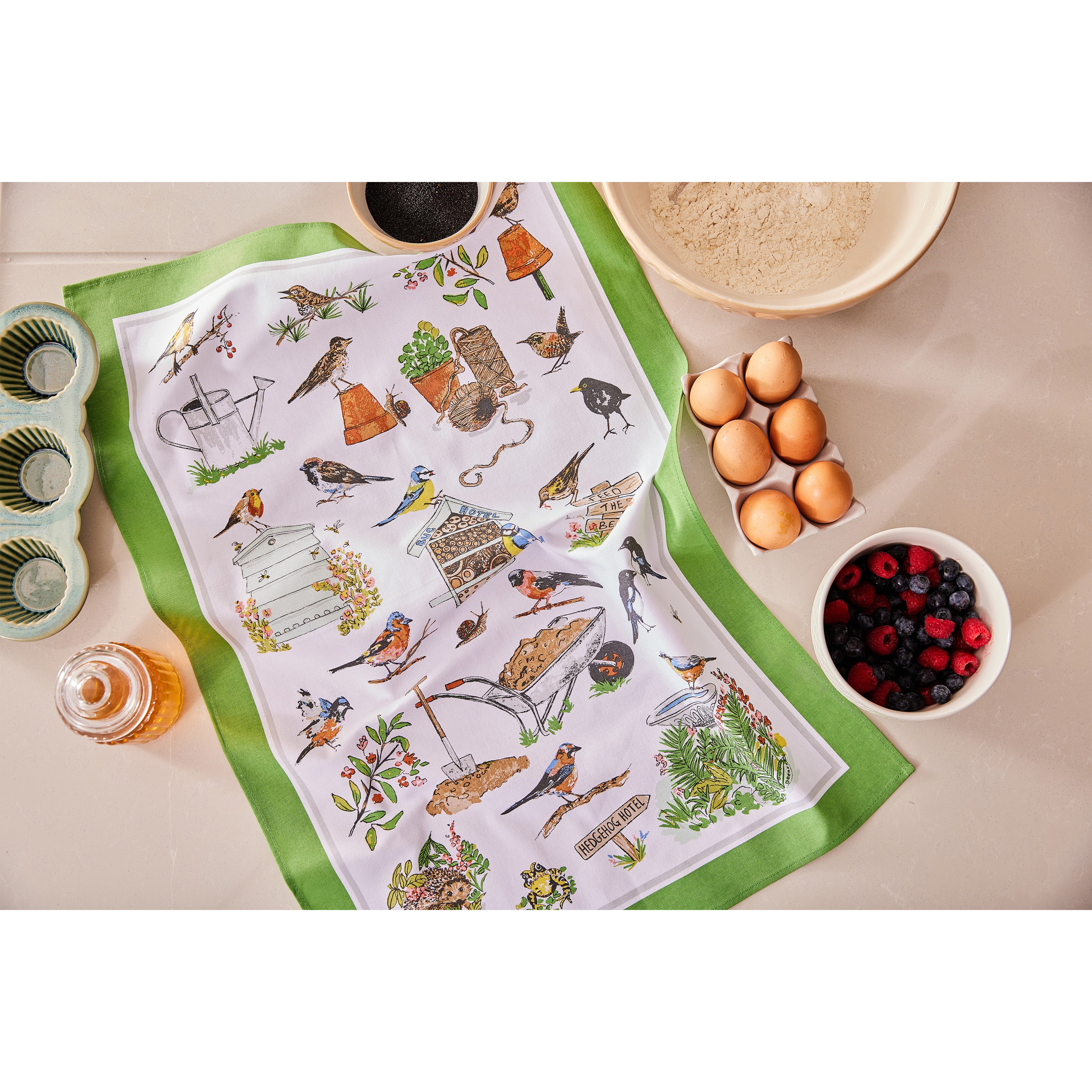 Cotton Tea Towel - Garden Birds