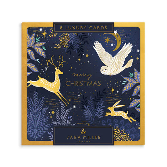 Golden Woodland Luxury Christmas Cards - Pack of 8