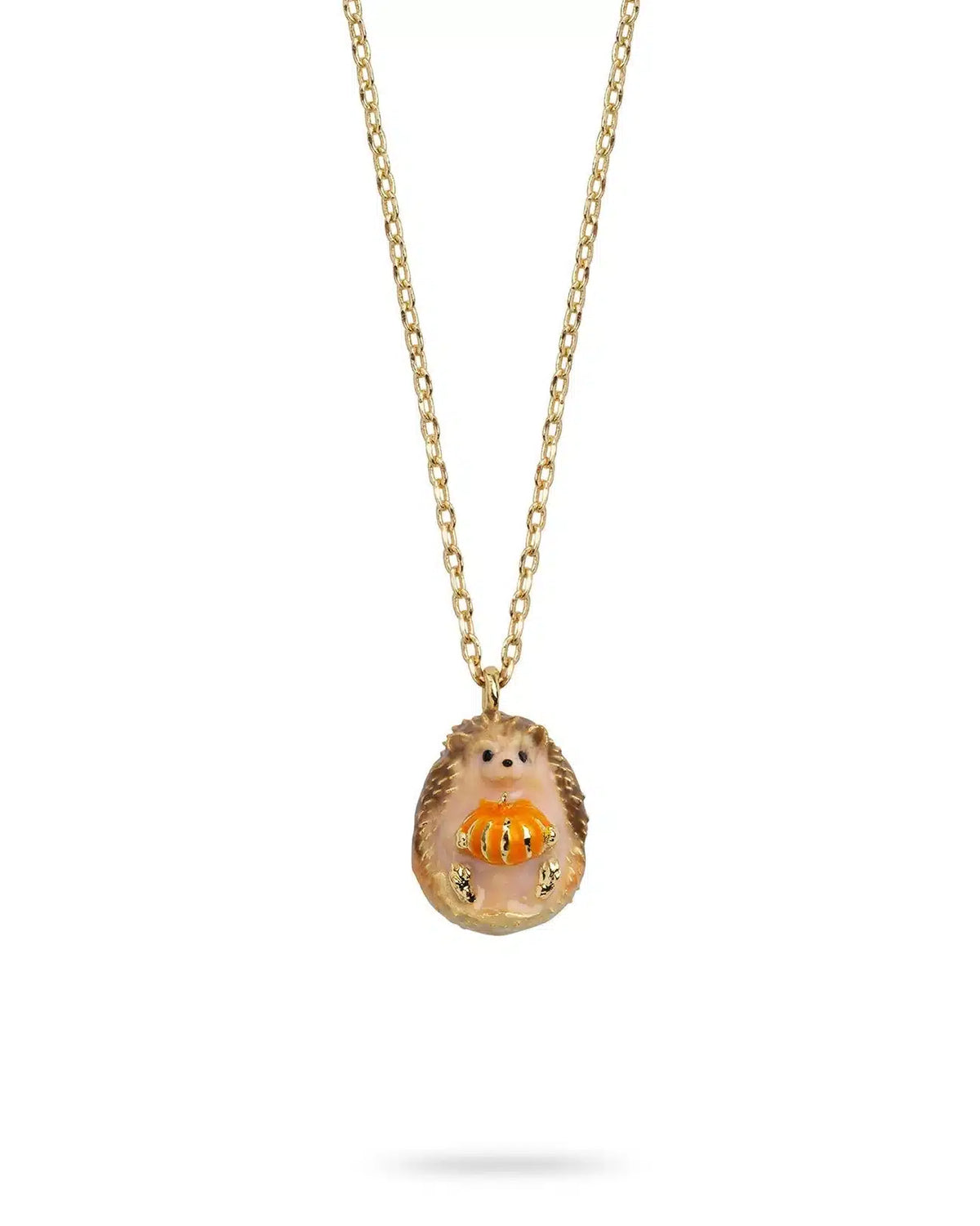 Hedgehog &amp; Pumpkin Pendant Necklace