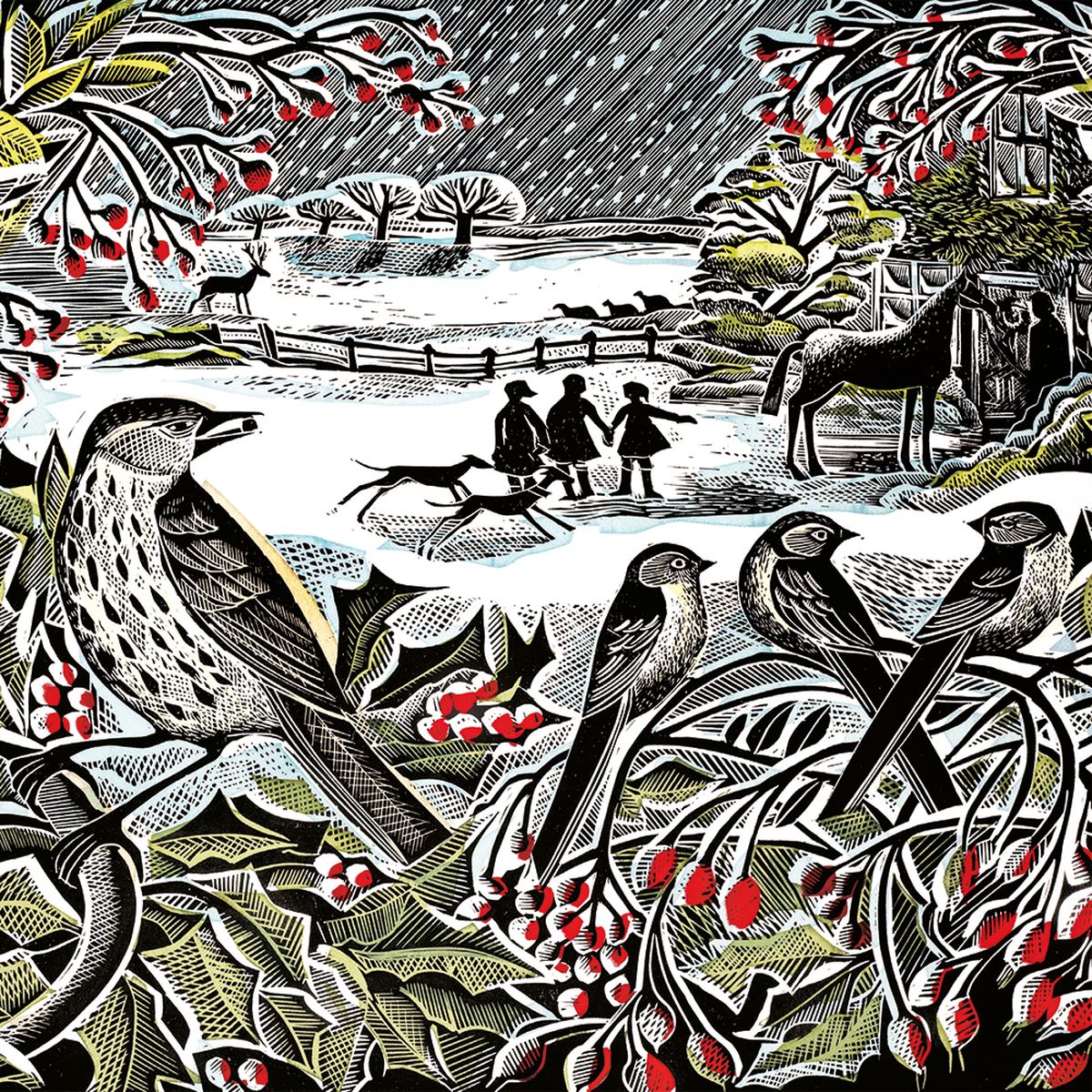 Holly Hedge Christmas Cards - Pack of 5