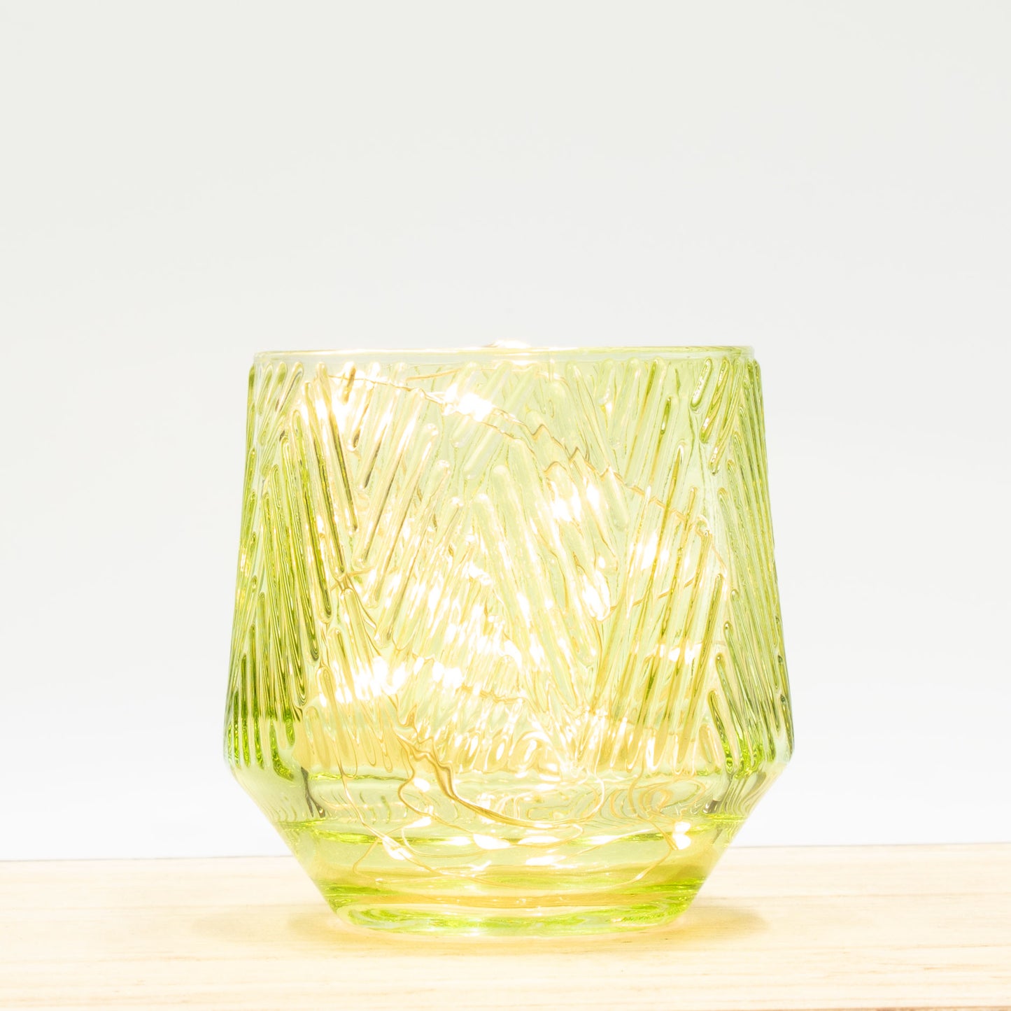 Ridged Glass Tealight Holder - Light Green