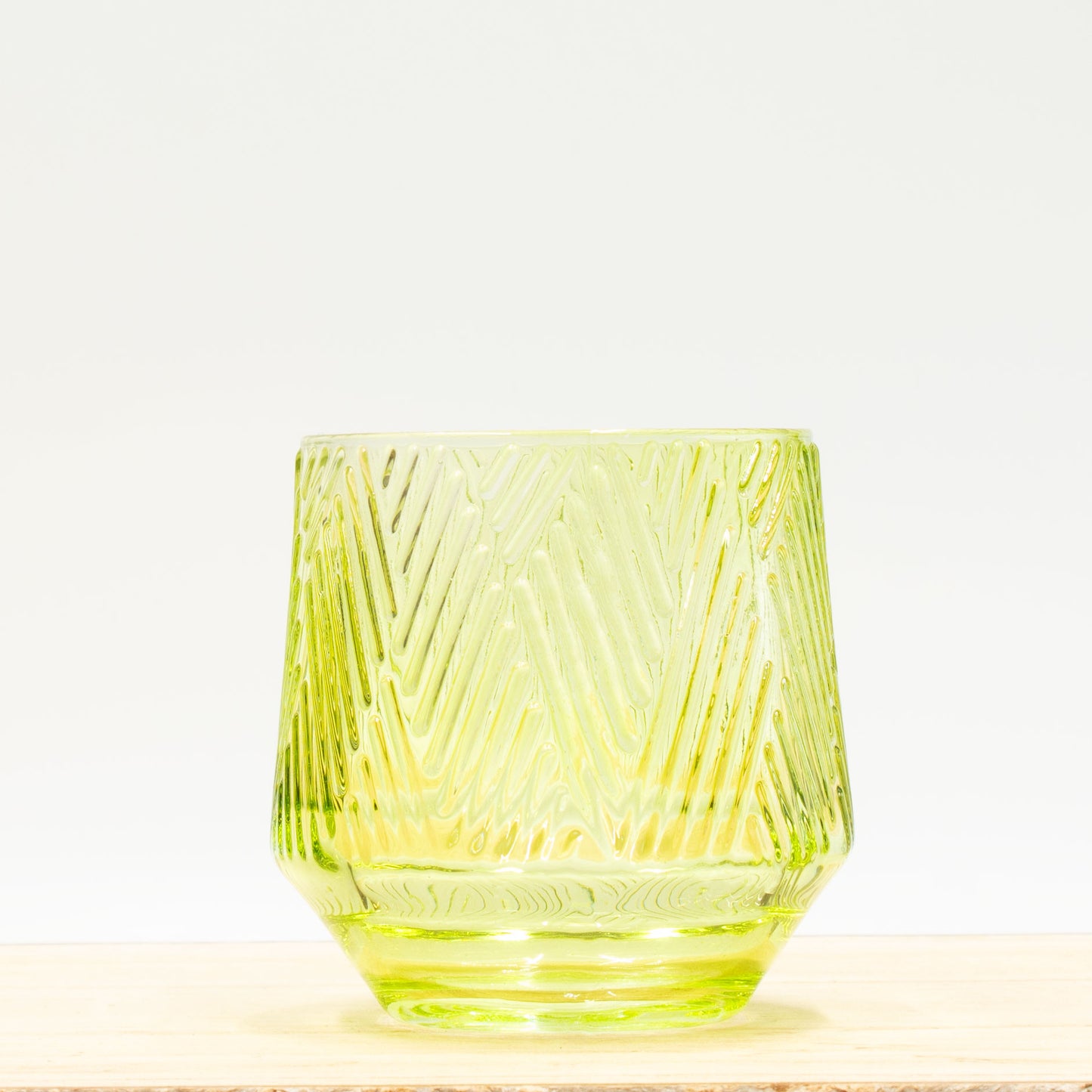 Ridged Glass Tealight Holder - Light Green