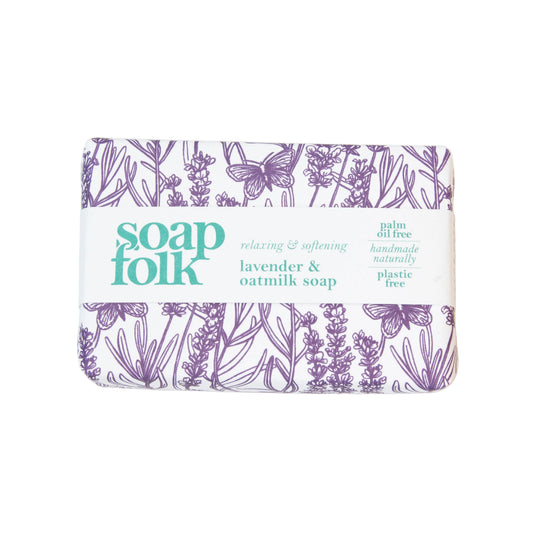 Soap bar with 'soap folk' branding on a white background