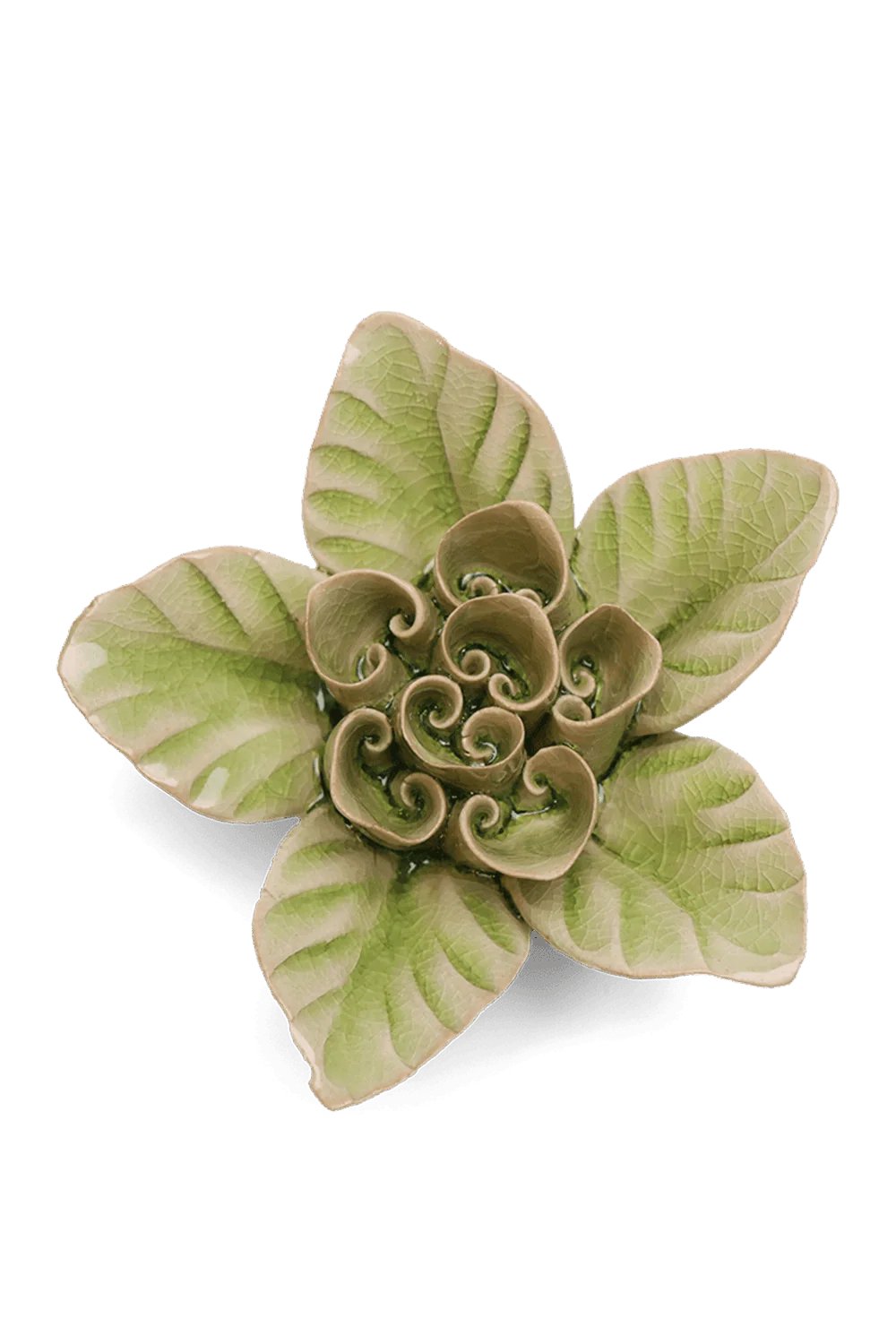 Ceramic Flower - Peridot Green Maiden Lotus