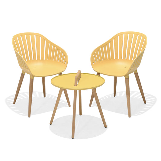 Nassau Round Coffee Table & Chair Set - Honey