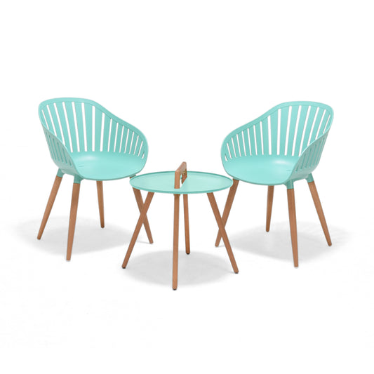 Nassau Round Coffee Table & Chair Set - Mint Green