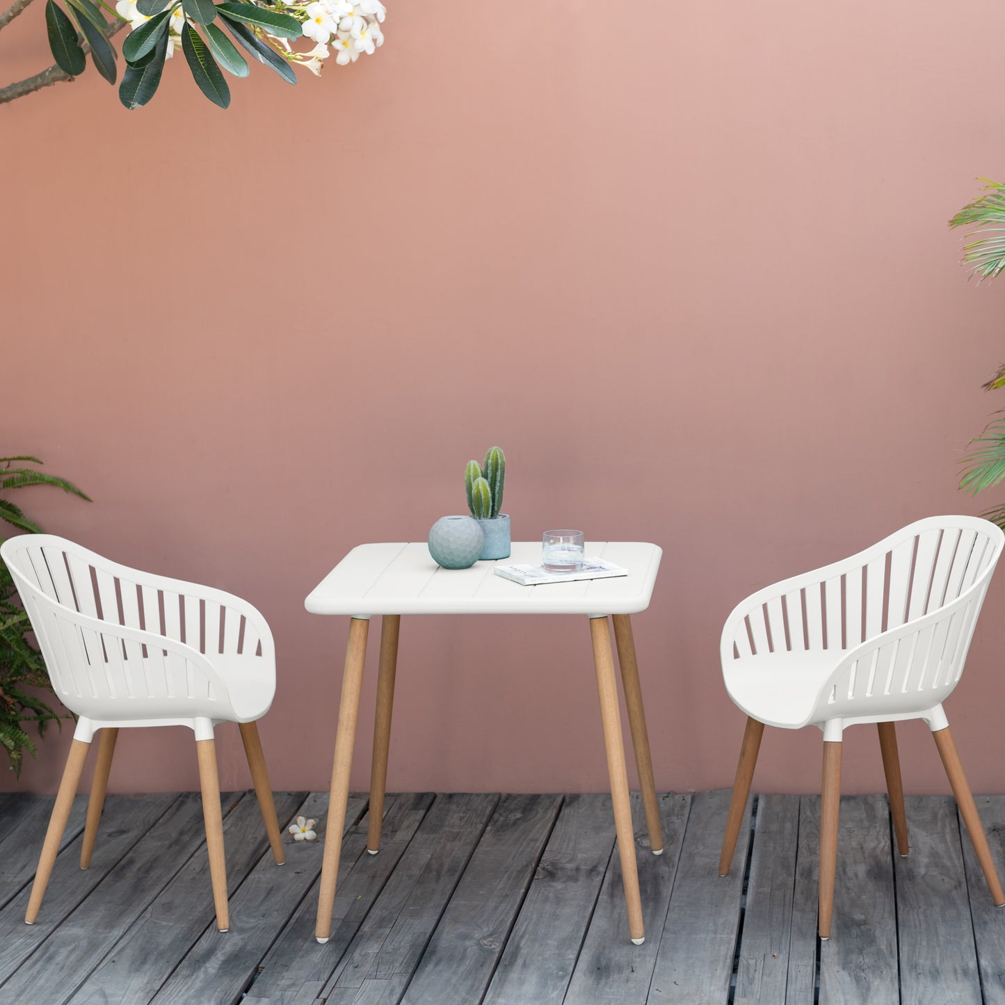 Nassau Square Bistro Table and Chair Set - White