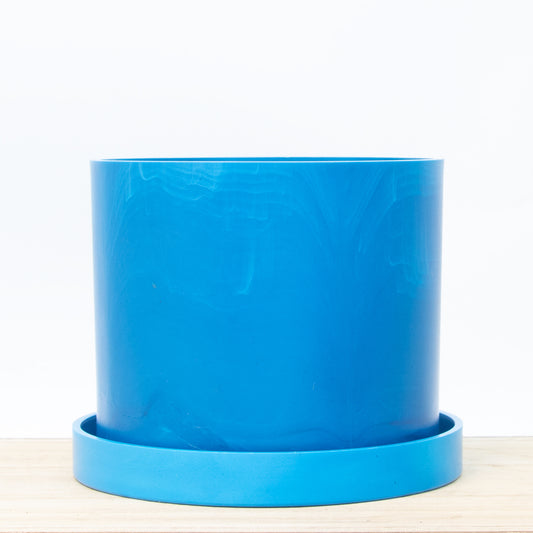 Ocean Plastic Plant Pot & Saucer - Blue