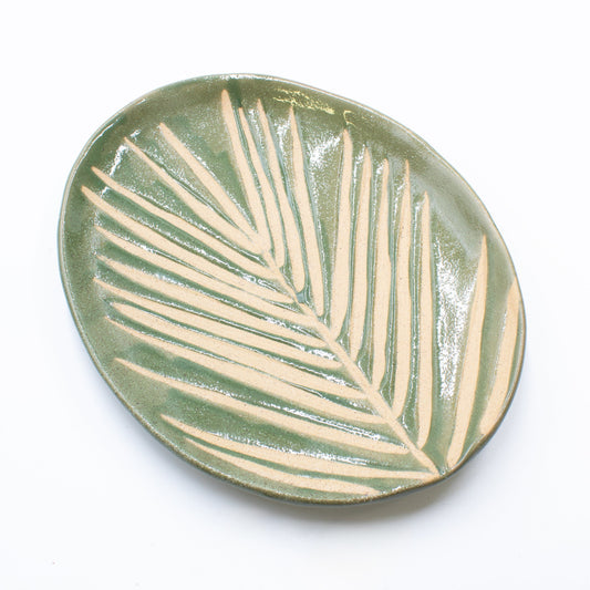 Plate Oval Palm Leaf Green