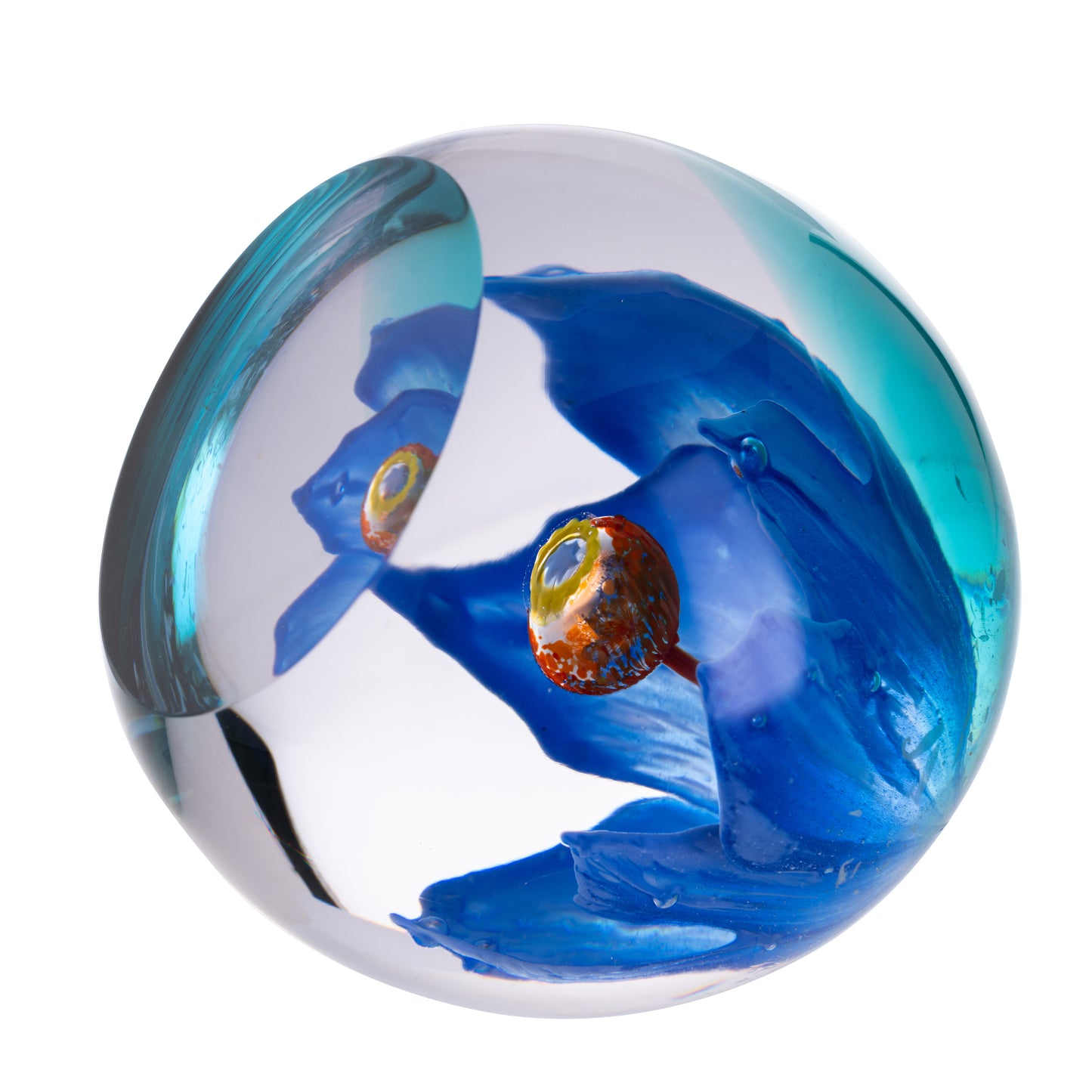 blue poppy paperweight