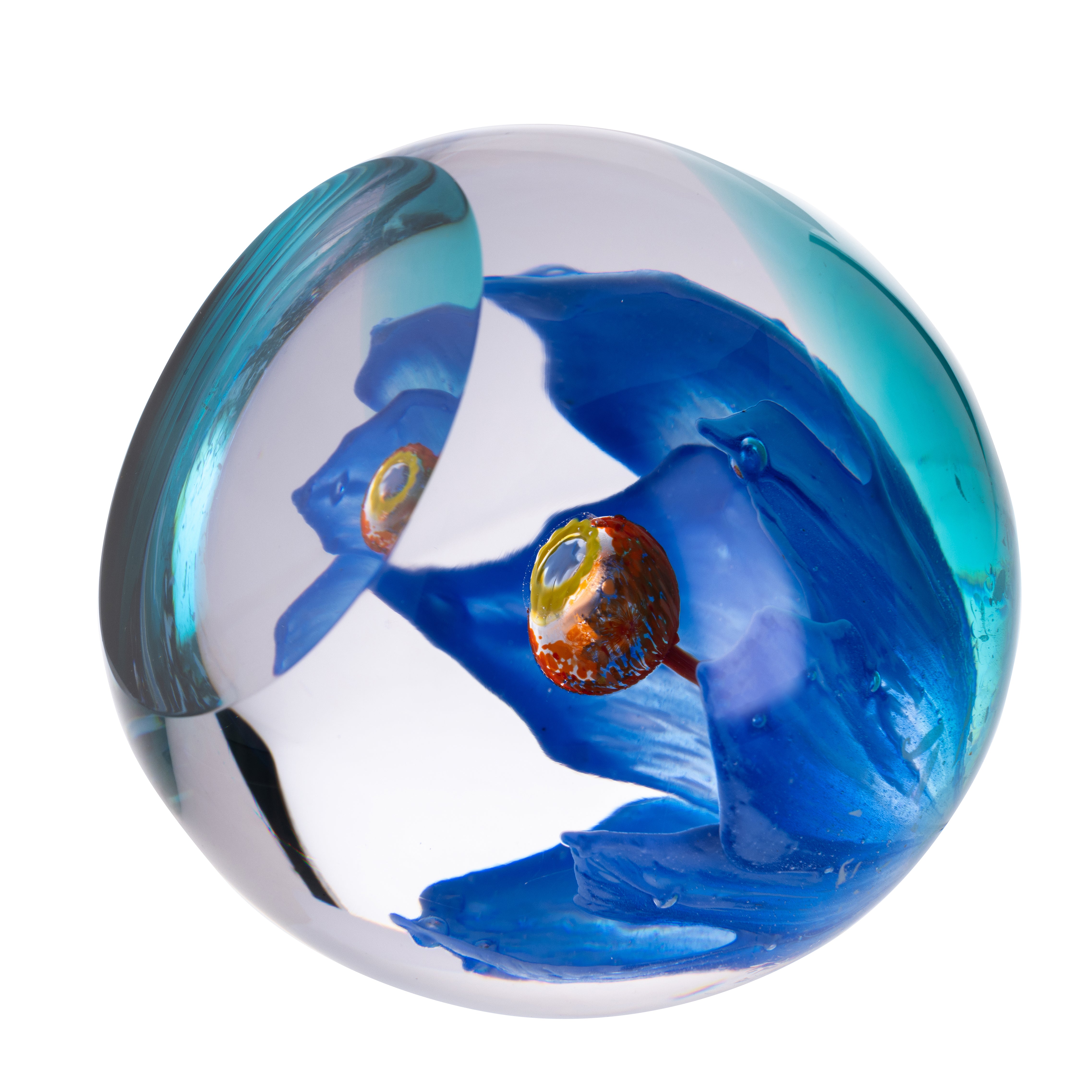 blue poppy paperweight