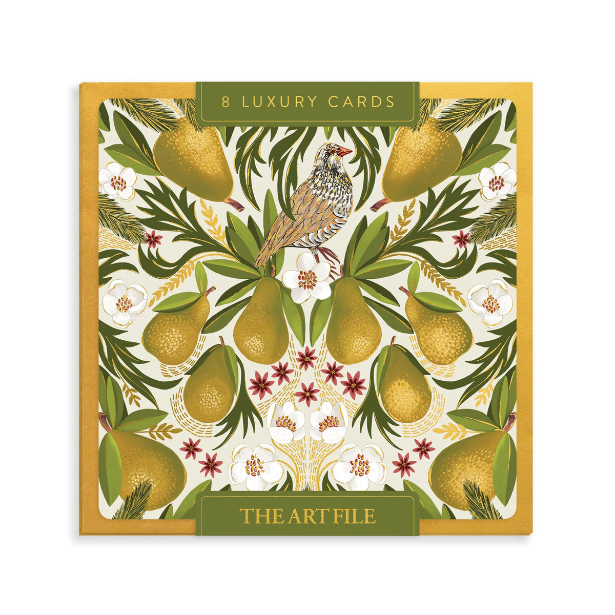 Luxury Christmas Card Pack of 8 - Partridge &amp; Pear