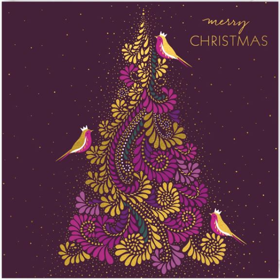 Purple Paisley 10 Pack Christmas Cards